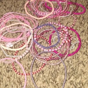 Elegant Pink and Purple Beaded Bracelet Set